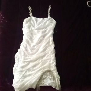 Size 1X Mini White, Fashion Nova special occasion dress with split, never worn.